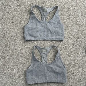 Athleta Gray Ribbed Sports Bras